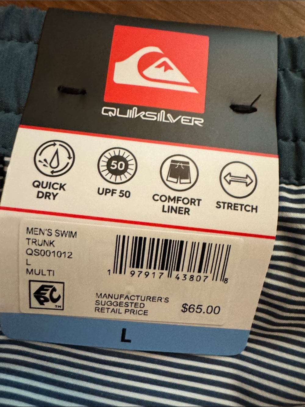NWT | Quiksilver Teal and White Micro-Striped Boardshorts - Picture 6 of 8